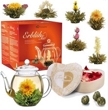 Coffret Cadeau Fleurs de Thé Mix dans une Boîte en Bois en Forme de Coeur | 6...