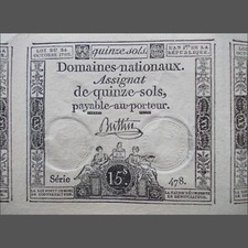 Planche de 20 assignats de 15 Sols. 24 octobre 1792