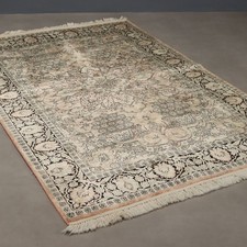 Tapis Srinagar Ancien Coton Soie Noeud Fin Inde 197 x 127 cm Original