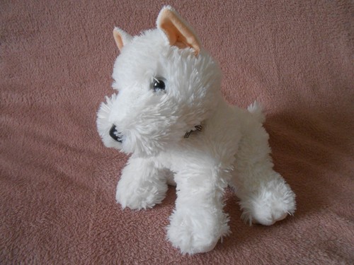 Doudou peluche chien - blanc, la