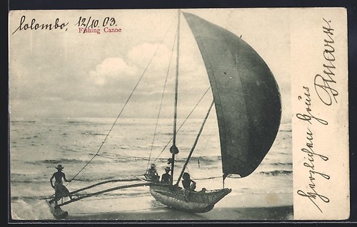 Carte postale fishing - fishing, canoe