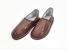 Babouche chausson berbère artisanale en cuir homme et femme fait au Maroc MARRON