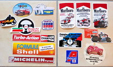 lot 15 autocollant sticker ancien vintage MICHELIN KVAS AVIA SHELL MARLBORO BMW