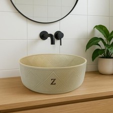 Vasque en Céramique Ivoire 40x15 cm + Verre Assorti – Artisanat Marocain 