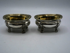 ODIOT SUPERBE PAIRE SALERONS EN ARGENT VERMEIL POINCON MINERVE 1 ER TITRE