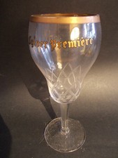 Superbe verre à bière SYLVER PREMIERE pied taillé dorure Bouchart Saint Amand 59
