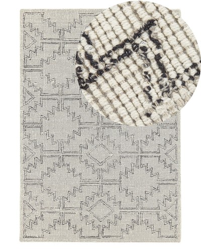 Tapis laine beige noir - en,