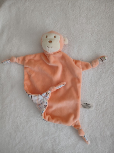 Doudou plat singe orange dos - orange,