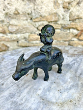 BRONZE CHINE OU INDOCHINE JOUEUR DE FLÛTE SUR BUFFLE D’EAU ART D’ASIE XX? XIX?