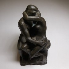 Sculpture statue bronze reproduction Le Baiser Rodin vintage art France N7817