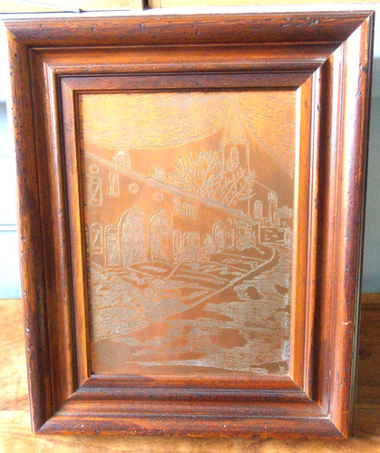 Tableau sur cuivre grave - tableau,