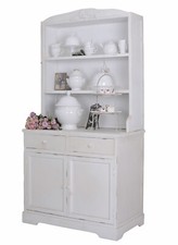 Armoire de cuisine blanc placard shabby chic étagère deux portes et tiroirs bois