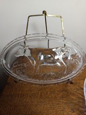 Beurrier de table Ancien Verre Pressé Moulé Motif  Vache Campagne 