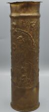 ?Douille d’obus 75 Haut.29 cm en laiton guerre 14 /18 décor feuilles
