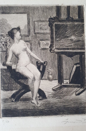 Curiosa grande gravure - , signée