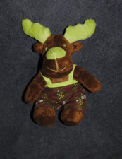 ?Peluche Doudou Renne Elan Cerf Brun YVES ROCHER LBVYR Vert Salopette Caribou