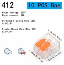 Lot 10 Bornes de connexion électriques 2 entrées à levier