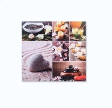 Cadre toile tableau zen SPA Bougie galet et coeur - 80 x 80 cm