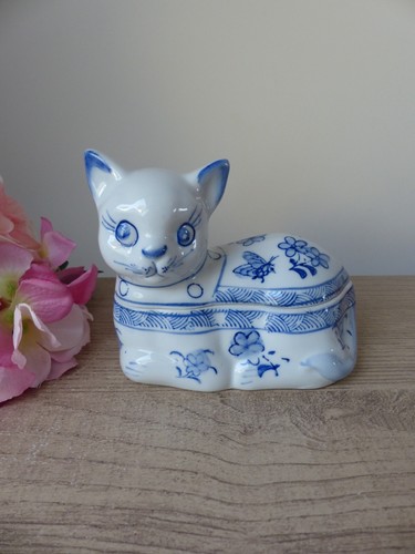 Boite chat céramique bleu - , et