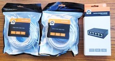Lot de 2 câbles RJ45 Cat6 + Switch Ethernet 5 ports d2diffusion