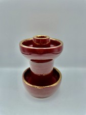 Pied De Lampe Jean Gaziello Vallauris Rouge et Or en Céramique