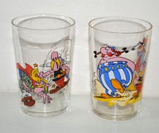 Lot 2 verres à moutarde ASTERIX LE GAULOIS vintage Amora DARGAUD 1968