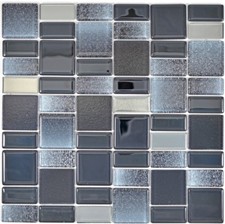 Pâte de Verre Noir Miroir Mosaïque Décor Mural Bain 68-035B 10 Mosaikplatten