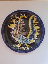 Assiette Au Coq En Céramique ,datée 1969 Signature EM à Identifier