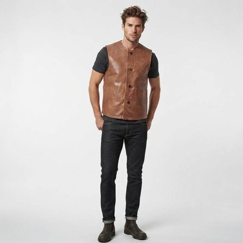 Gilet cuir véritable da - en,