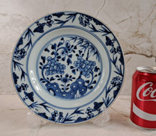 assiette porcelaine de Chine bleu & blanc 19ème antique chinese B&W plate 19C