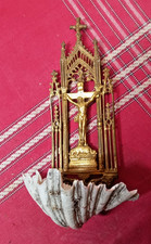 RARE ancien benitier jesus christ coquillage et laiton