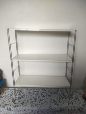 Ancienne Étagère Années 60 Montants Inox Et Tablettes En Tôle Blanche