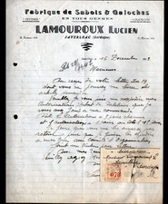 JAVERLHAC (24) SABOTS GALOCHES CHAUSSONS "Lucien LAMOUROUX" Lettre en 1943
