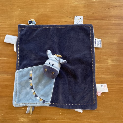 Doudou plat carré zèbre bleu - carré,