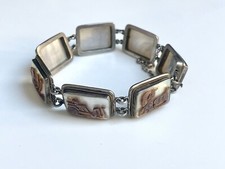 ANCIEN Bracelet Argent Nacre ANTIQUE Sterling Silver MOP armband Braccialetto