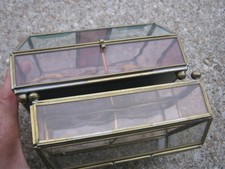 2 pcs Vintage Used Jewelry Box Mirror Etched Flowers Glass 