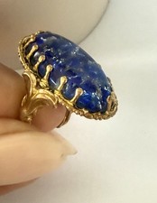 Bague Ancienne Art Deco Lapis-lazuli Stylisé Bijoux jewelry ring Old vintage
