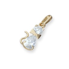 Charm Chat et Ruban en Or Jaune 9 Carats et Oxyde de Zirconium