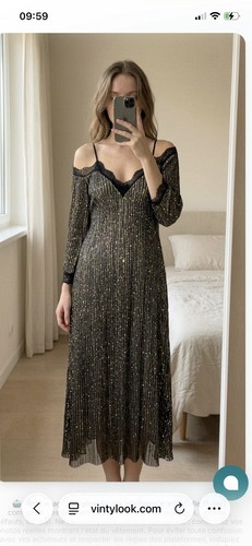 Robe métallisé noire - et, or