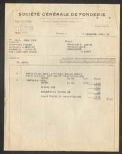 PARIS (VIII°) MATERIEL pour QUINCAILLERIE "SOCIETE GENERALE DE FONDERIE" en 1931