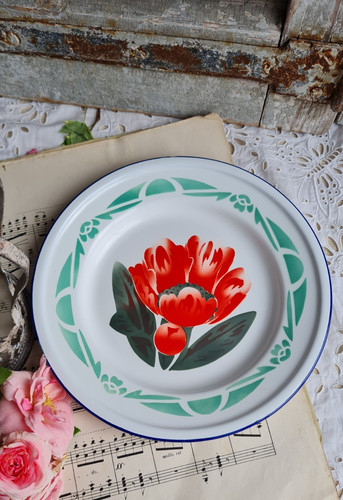 Ancienne assiette emaillee - ancienne,