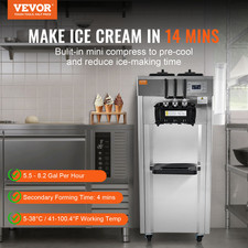 VEVOR Machine À Crème Glacée Appareil À Glace Italienne 3 Saveurs 21-31 L/H