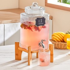 VEVOR Distributeur de Boissons Capacité 5,5 L en Verre avec Support et Robinet