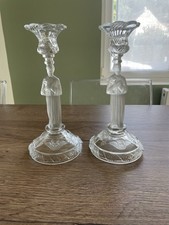 Ancienne paire de bougeoir en verre de Portieux religieux église