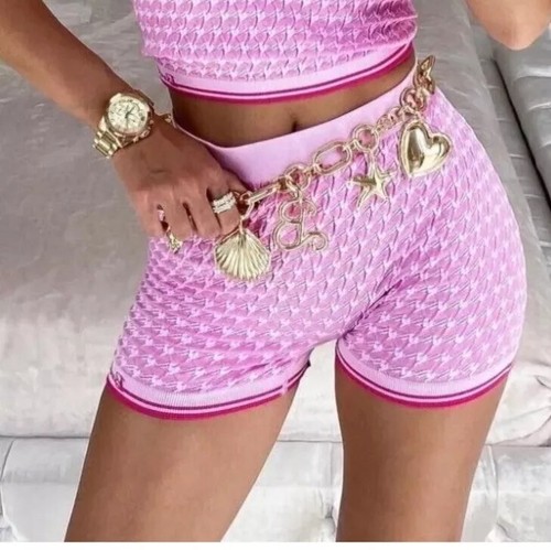 Shorts jacquard rose blanc - shorts,
