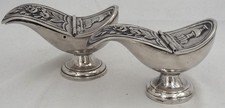 Paire de navette à encens, encensoir église, bronze argenté, XVIIIe.