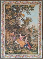 Tapisserie murale, Panneaux Gobelins JP Paris, scène galante XVIIIe, 150 x 102cm