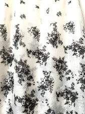 Foulard Echarpe motif Fleur Blanc cassé & Gris Noir 58 x 190cm Neuf !