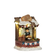 LuVille Village de Noël Miniature Marché du 'stroopwafel' - L7 x H10cm