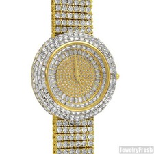 Gold Iced Out Orbit Baguette